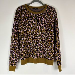 J. Crew Leopard Print Crew Neck Sweater